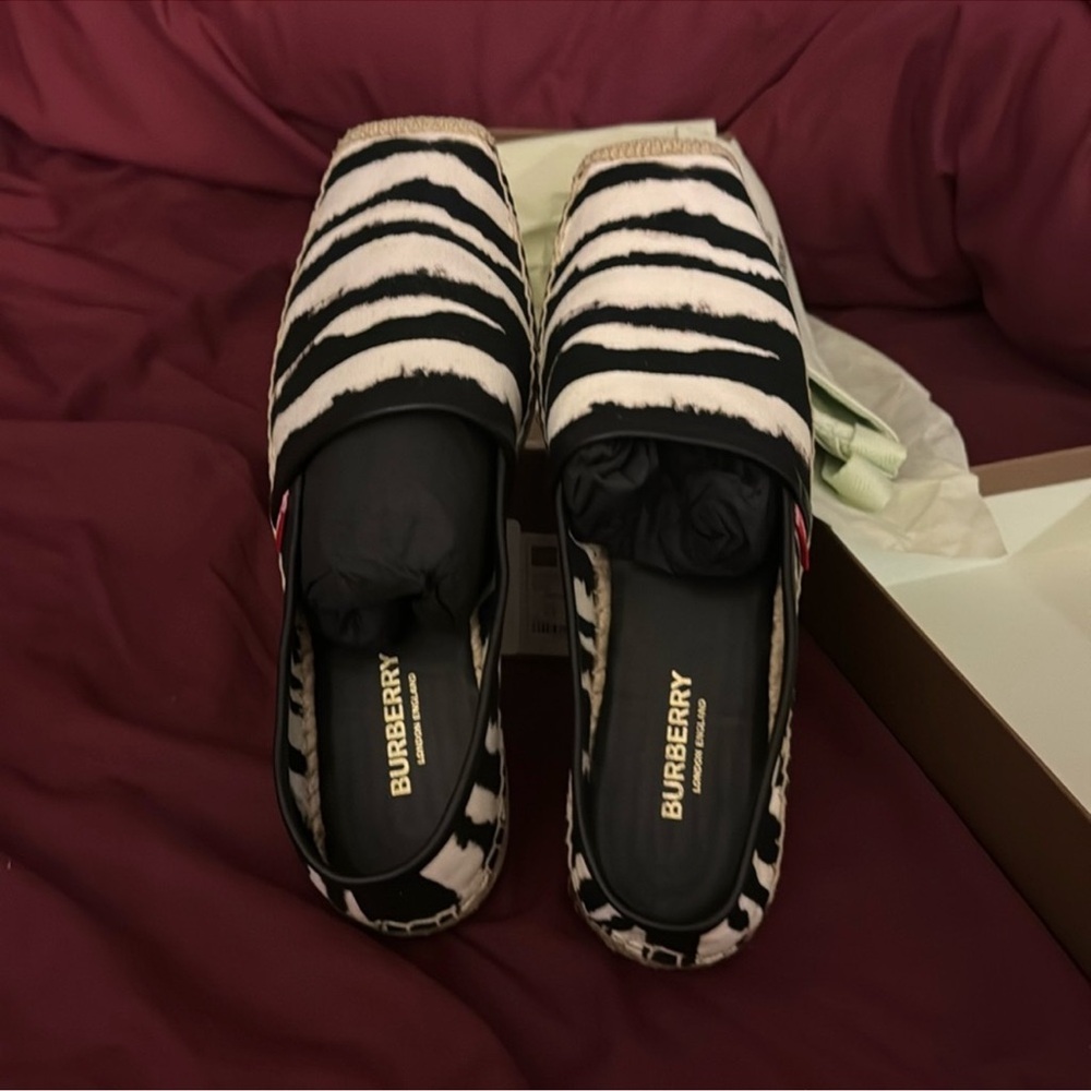 Burberry Zebra Print Espadrilles in Black and White